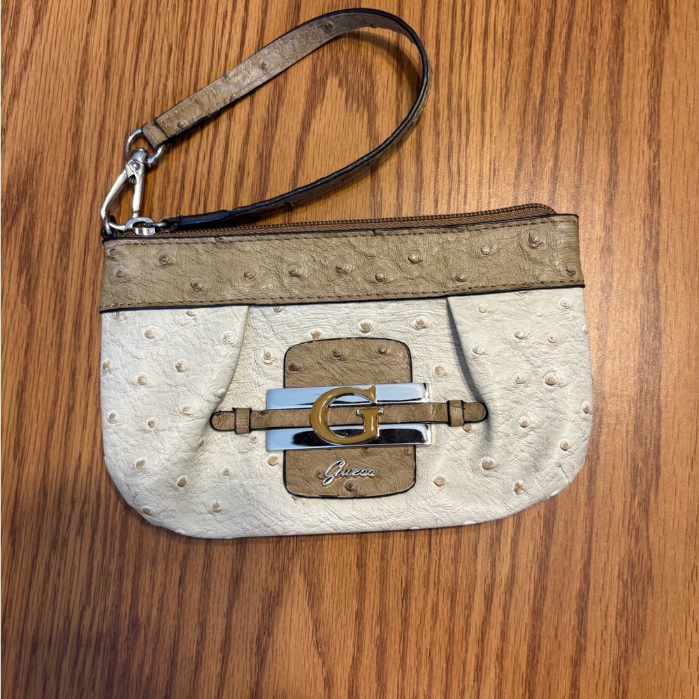 Guess Faux Ostrich wristlet